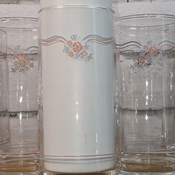 CORELLE ENGLISH BREAKFAST SET OF 6 DRINKING GLASSES VINTAGE EUC - Picture 1 of 6